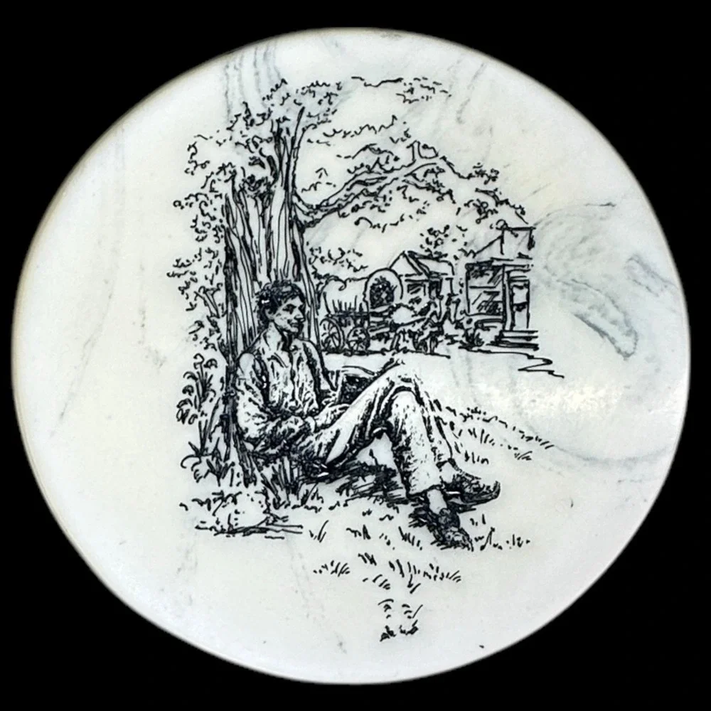 Abraham Lincoln Marble Stone Coasters Set Stand Engraved Life Of Lincoln Vintage